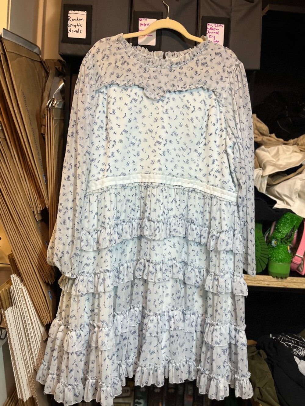 Ivy City Co Blue Floral Ruffle Dress Size 3X Plus CottageCore SO CUTE